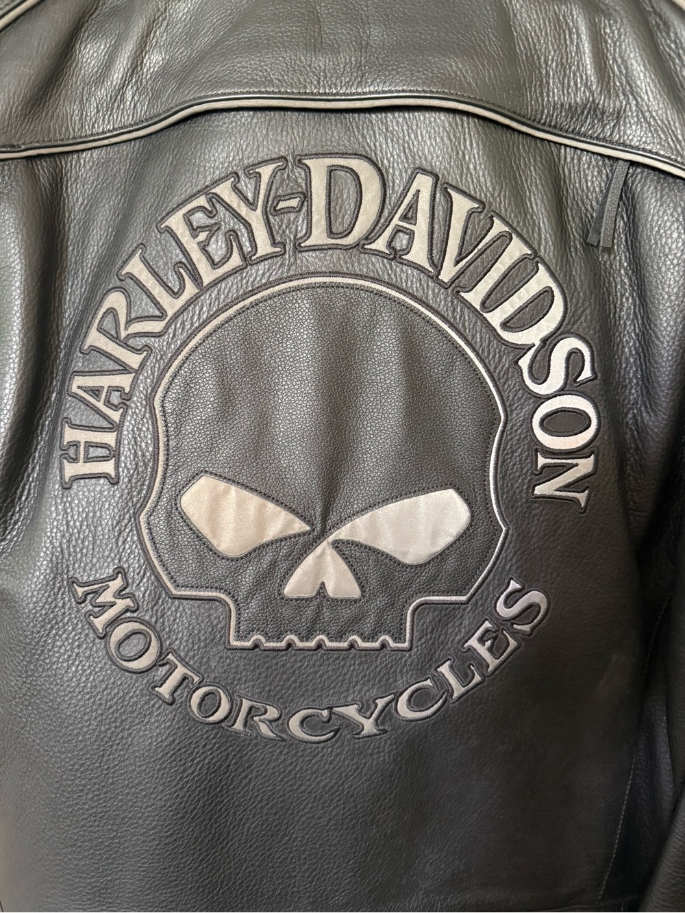 Harley-Davidson Black Leather Skull Back Patch Motorcycle Jacket - Picture 5 of 5
